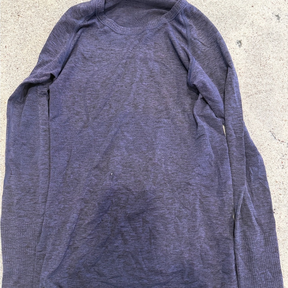 Lululemon LS swiftly dark blue heathered sz 8